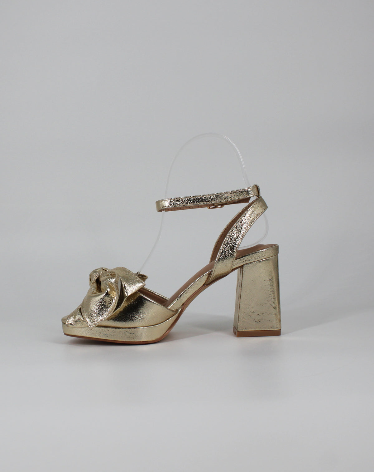 Sandalo Platform in Ecopelle Metallizzata con Maxi Fiocco – Oro