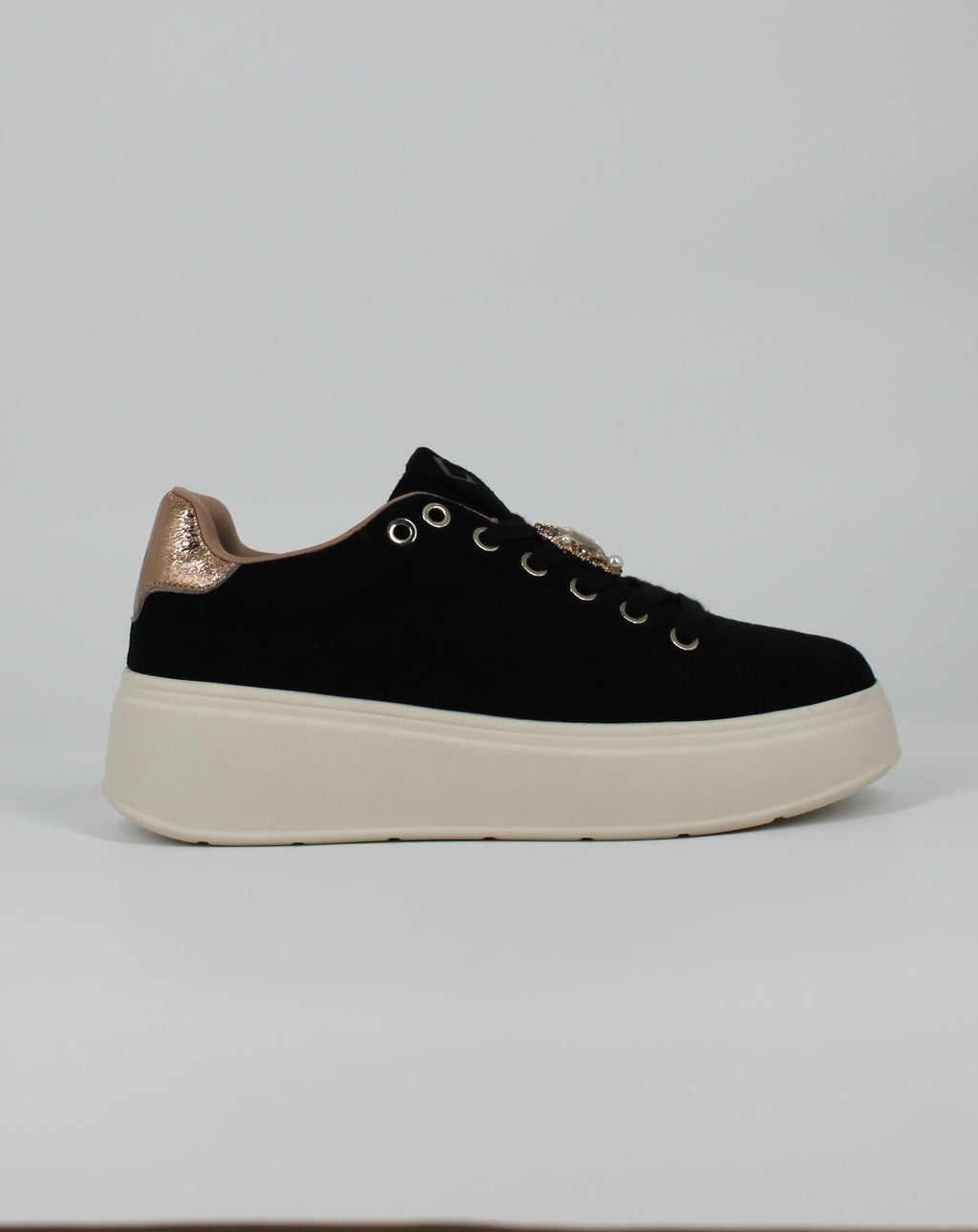 Sneakers Platform Gold&Gold con tallone laminato  - Nero