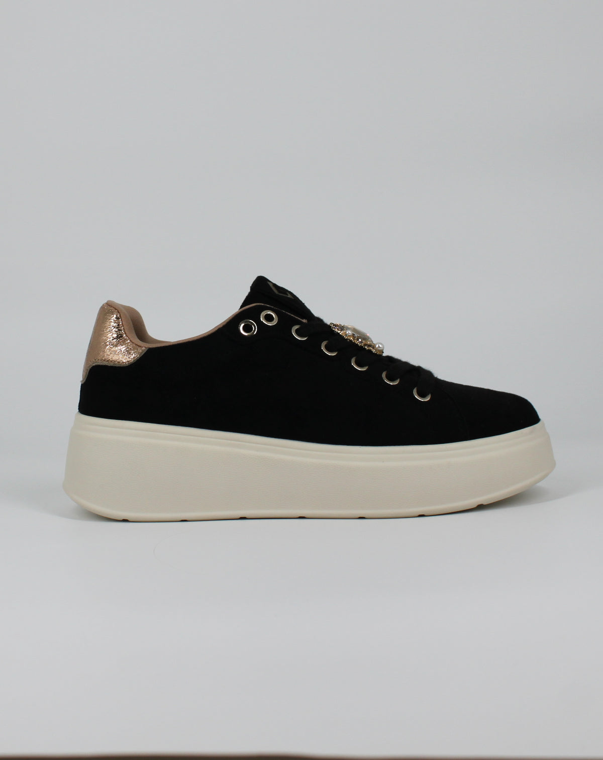 Sneakers Platform Gold&Gold con tallone laminato  - Nero