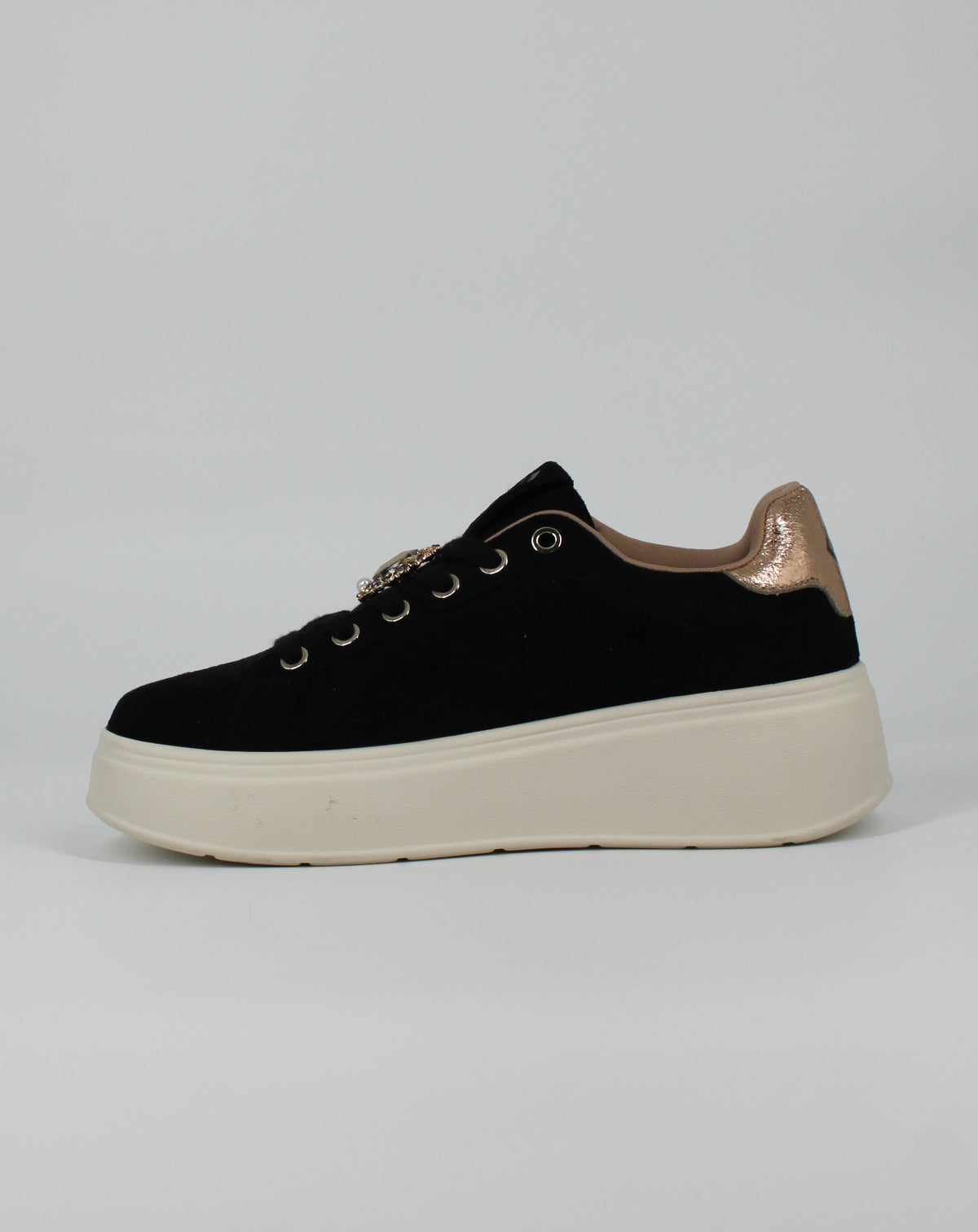 Sneakers Platform Gold&Gold con tallone laminato  - Nero