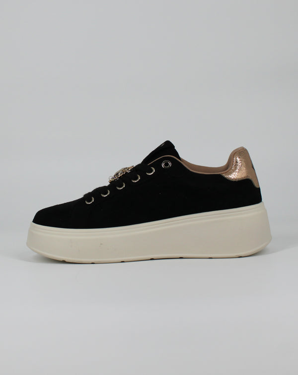 Sneakers Platform Gold&Gold con tallone laminato  - Nero