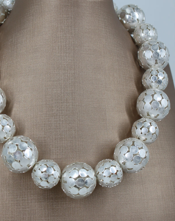 Collana Girocollo a Sfere Traforate - Argento