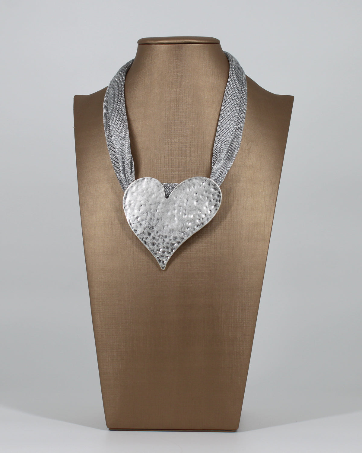 Collana Choker Silver con Maxi Cuore Martellato