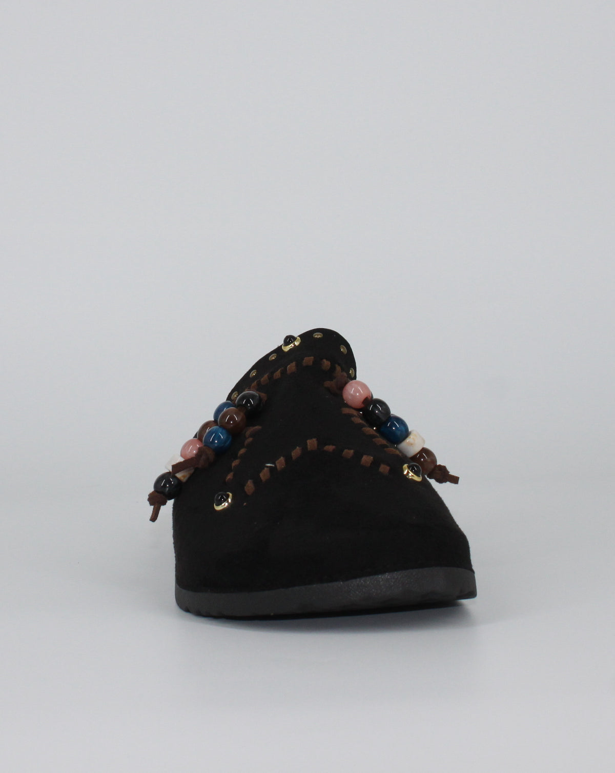 Sabot Flat in Suede con Dettagli Boho-Chic - Nero
