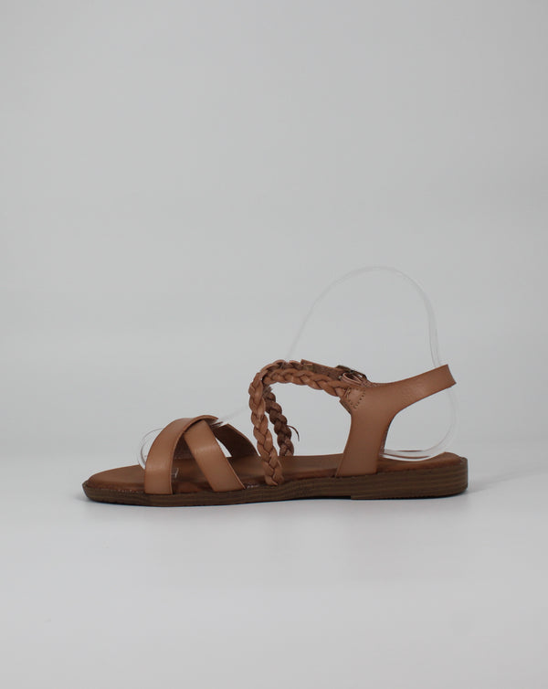 Sandalo Basso in ecopelle con Listini Intrecciati – Khaki