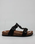 Sandali con Pietre Gioiello e Suola in Sughero - Nero