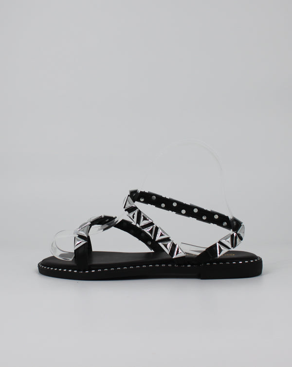 Sandalo Basso con Borchie - Nero