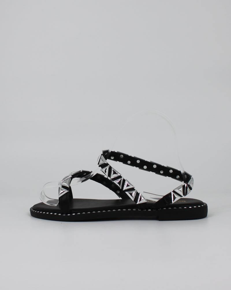 Sandalo Basso con Borchie - Nero