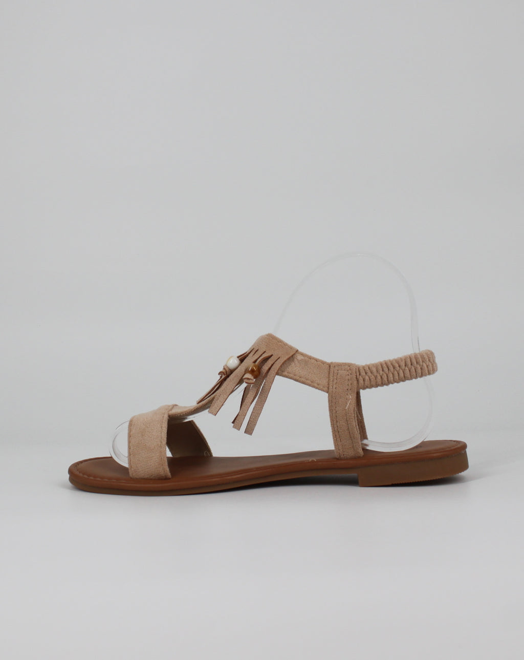 Sandalo basso con Frange - Beige