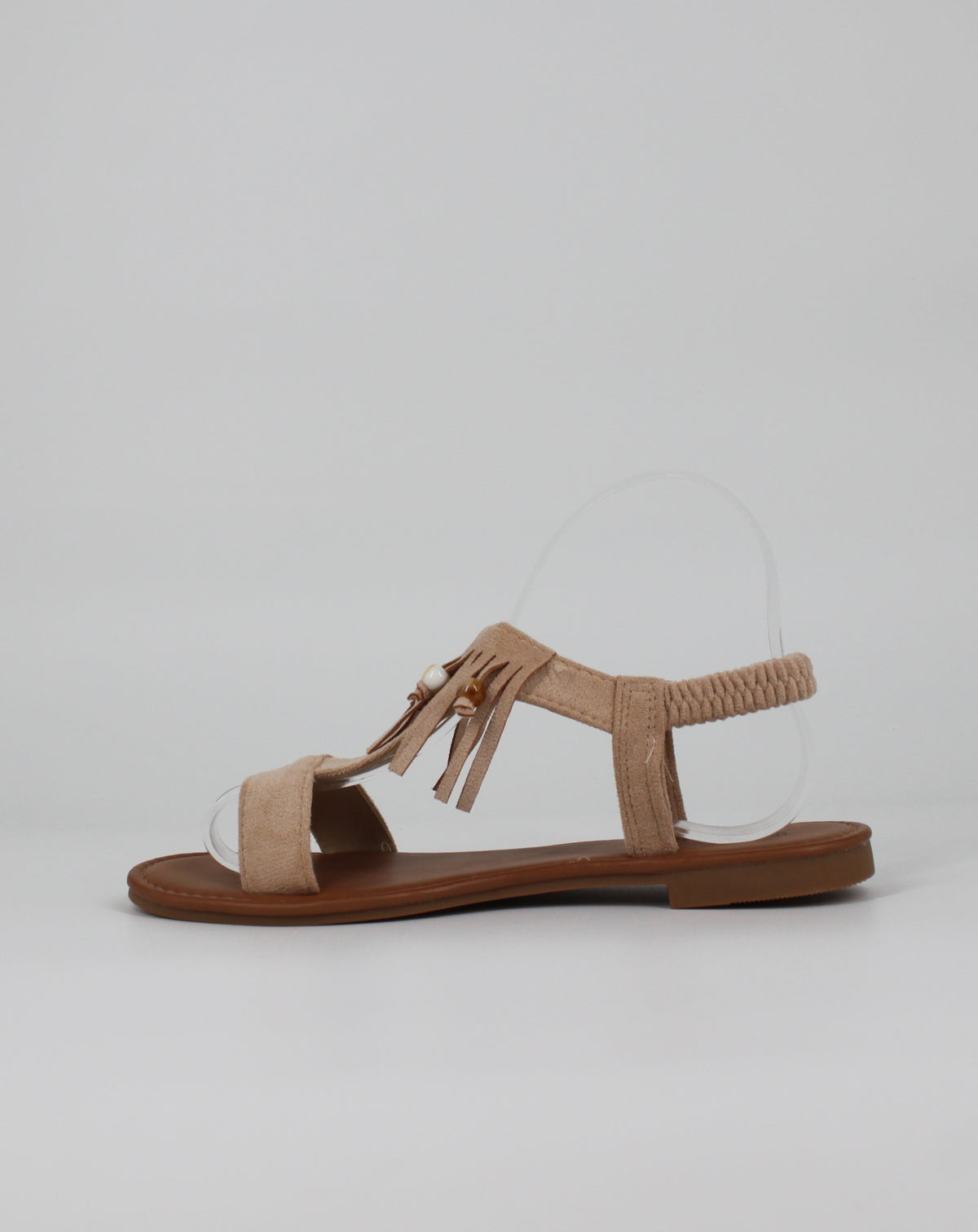 Sandalo basso con Frange - Beige