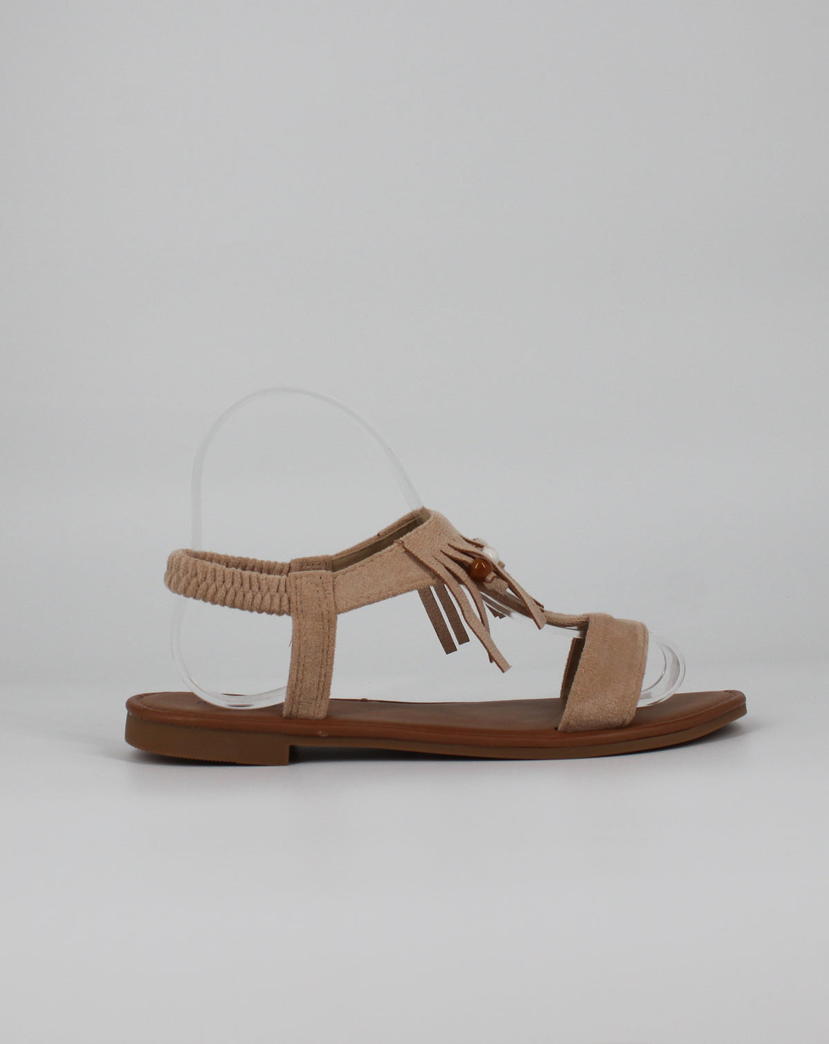 Sandalo basso con Frange - Beige