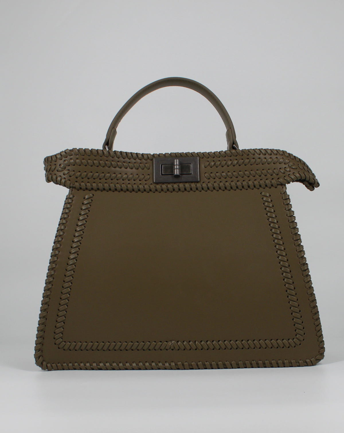 Borsa a Mano con Dettagli Intrecciati – Verde Oliva