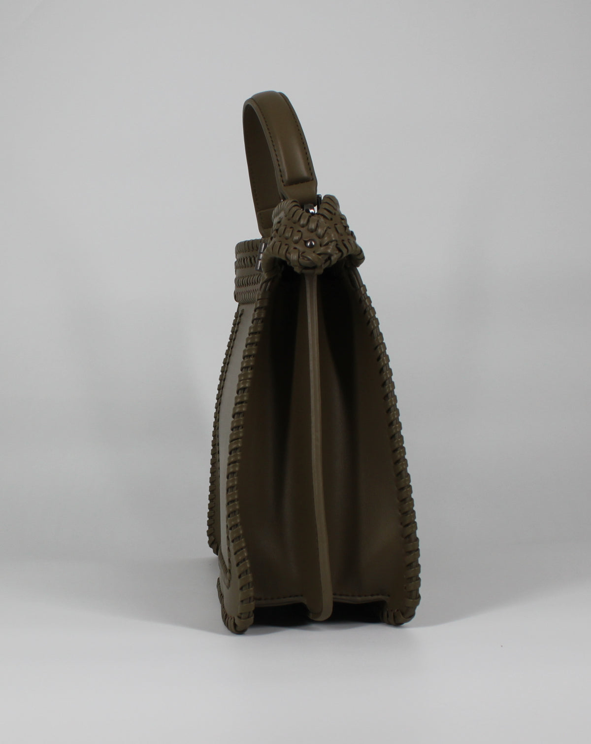 Borsa a Mano con Dettagli Intrecciati – Verde Oliva
