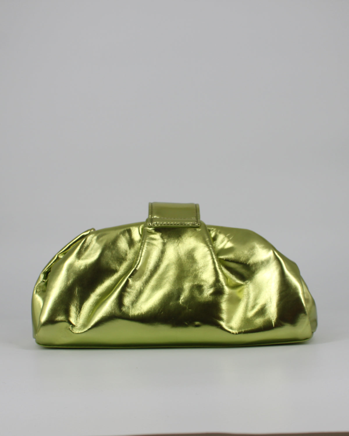 Pochette da Cerimonia con Applicazione Floreale -  Verde Lime Metallico