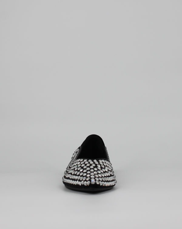 Ballerine  Scamosciate con Strass e Cristalli - nero