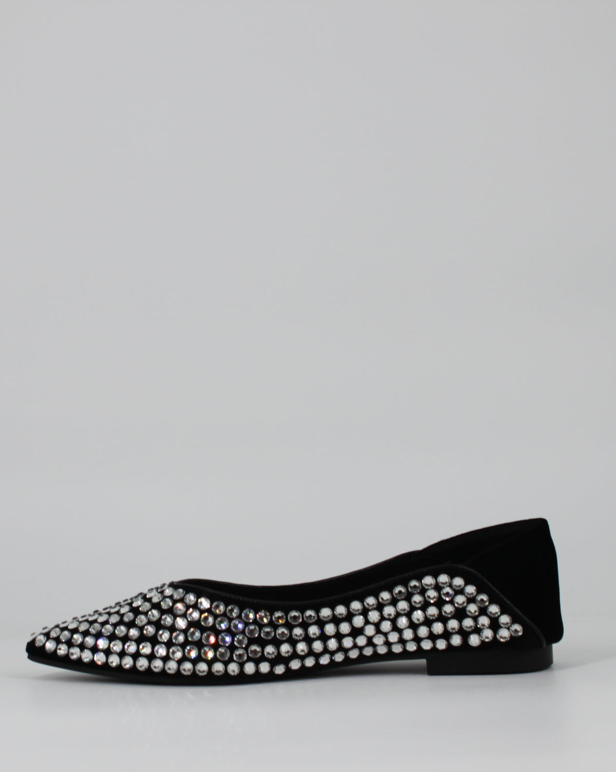 Ballerine  Scamosciate con Strass e Cristalli - nero