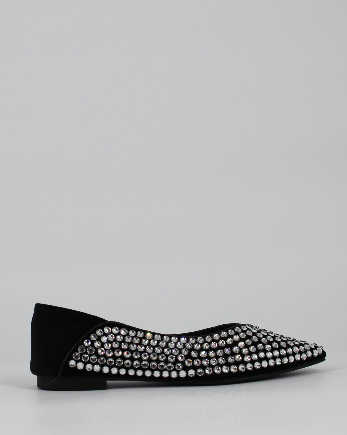 Ballerine  Scamosciate con Strass e Cristalli - nero