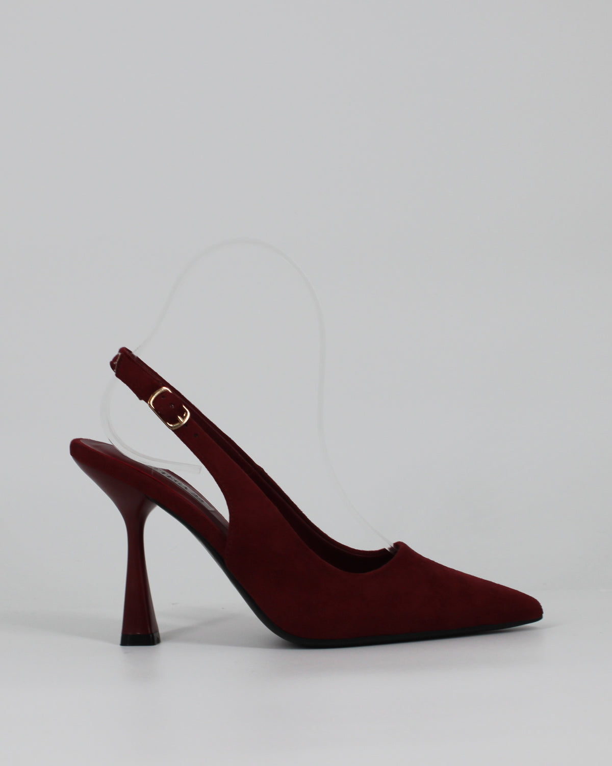 Scarpe con Tacco Aperte Dietro – Rosso Bordeaux Suede