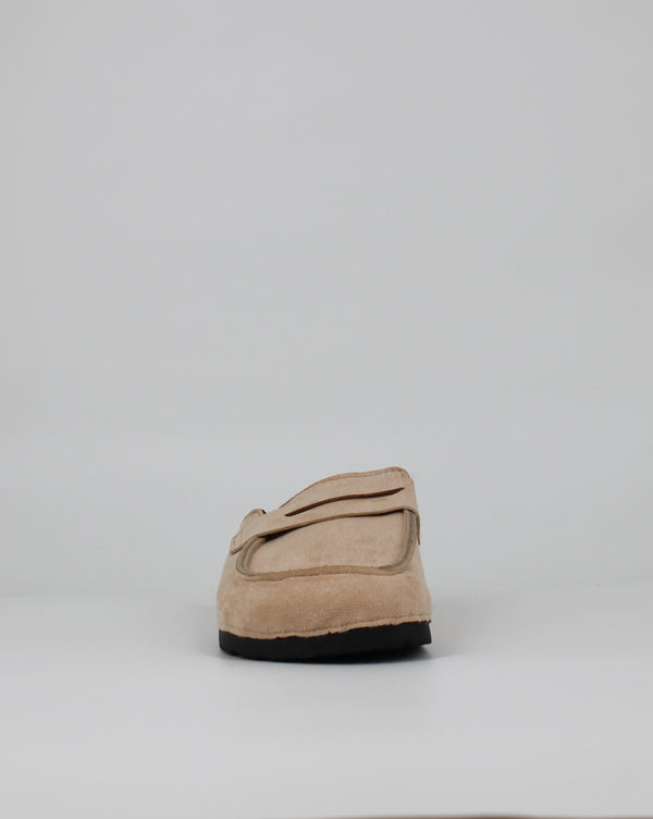 Sabot Modello Mocassino Scamosciato con Interno in Pelliccia ed Effetto Sughero -  Beige