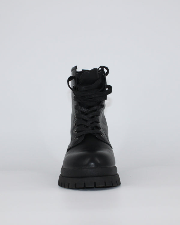 Anfibi in pelle stile urbano- nero