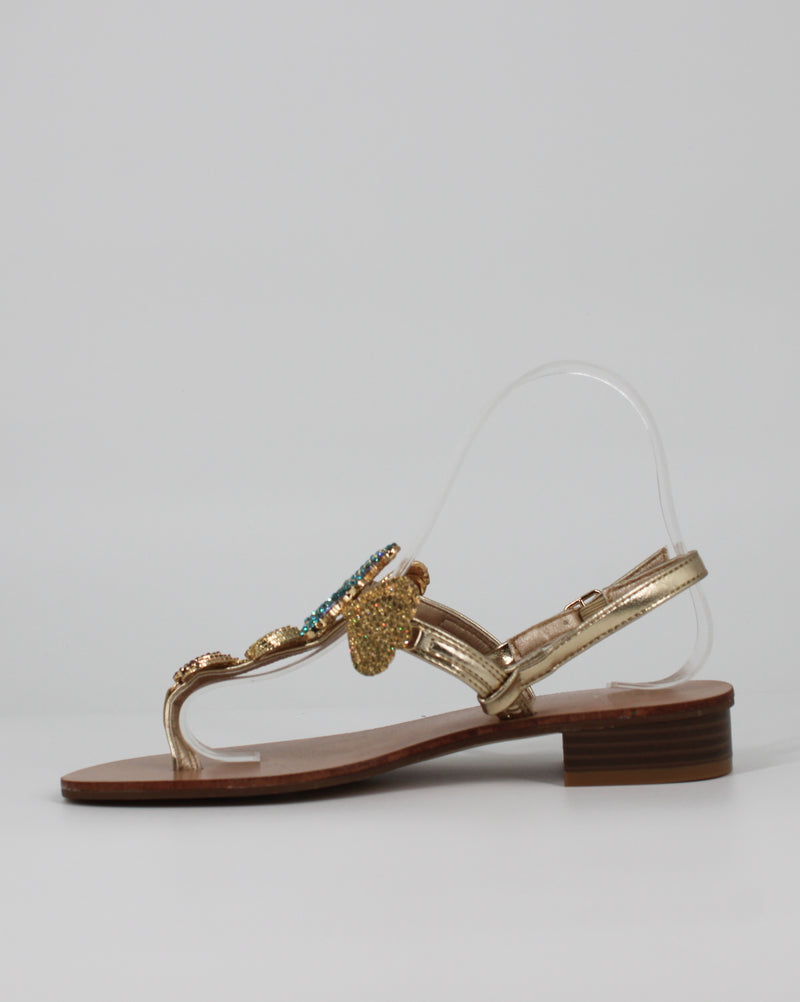 Sandalo Infradito Gioiello con Motivi Marini e Strass - Gold