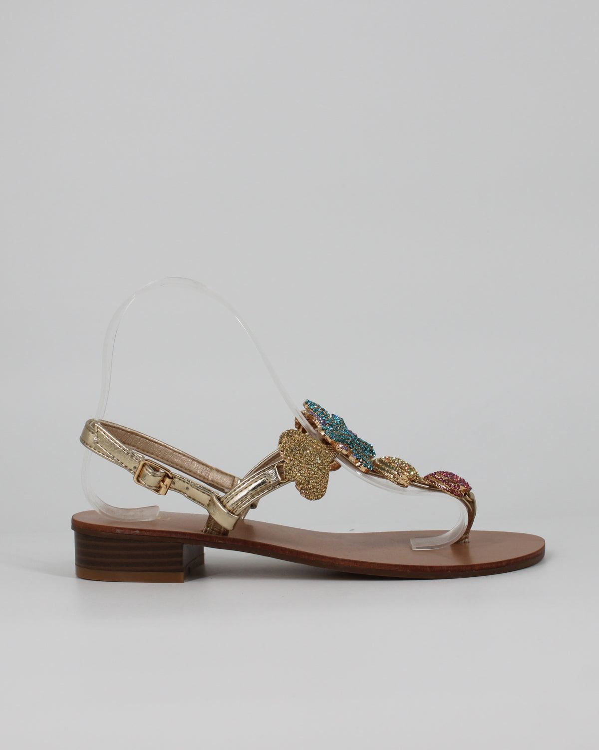 Sandalo Infradito Gioiello con Motivi Marini e Strass - Gold