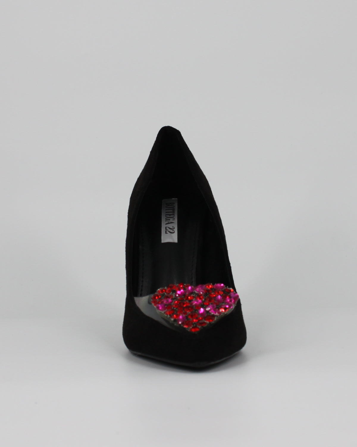 Décolleté Luxury in Camoscio  con Cuore di Cristalli - Nero
