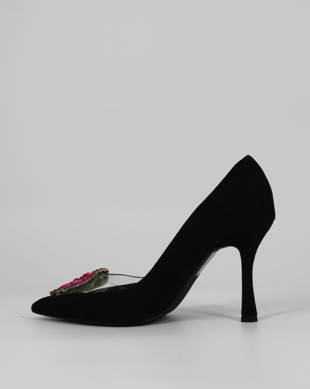 Décolleté Luxury in Camoscio  con Cuore di Cristalli - Nero