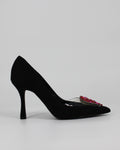 Décolleté Luxury in Camoscio  con Cuore di Cristalli - Nero