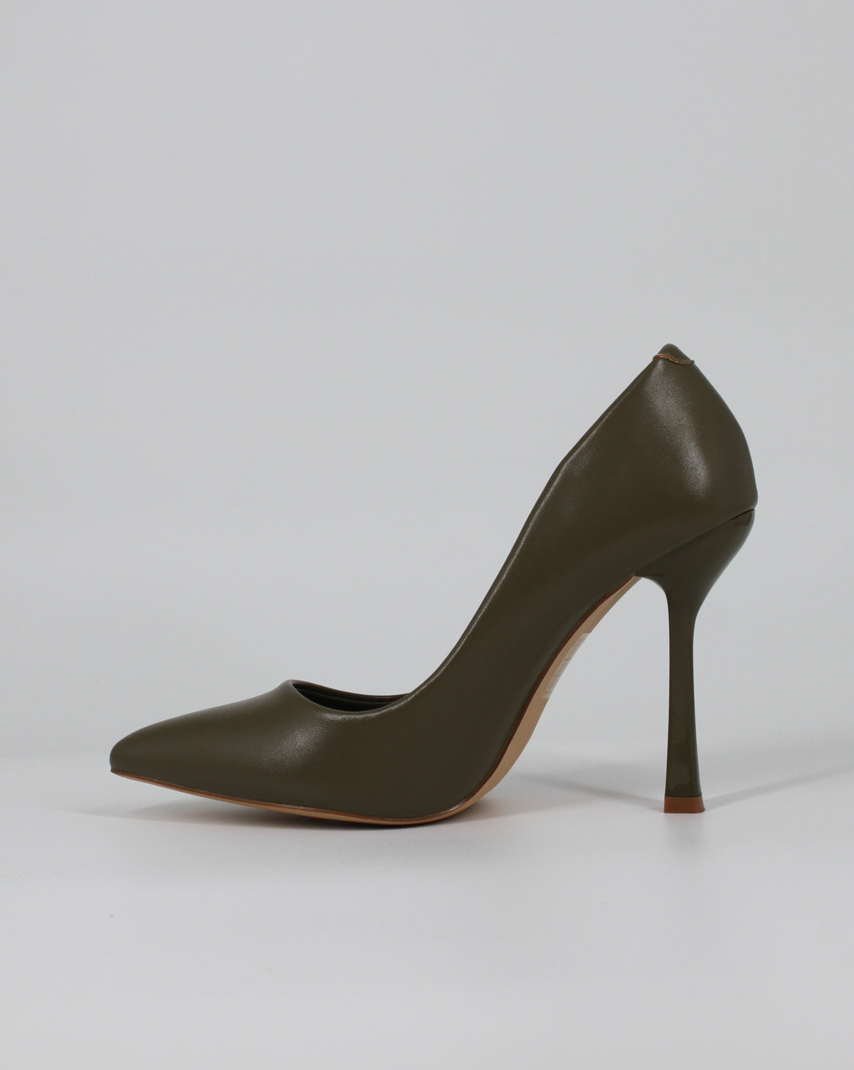 Décolleté Classica in ecopelle  con Tacco a Stiletto - Verde Oliva