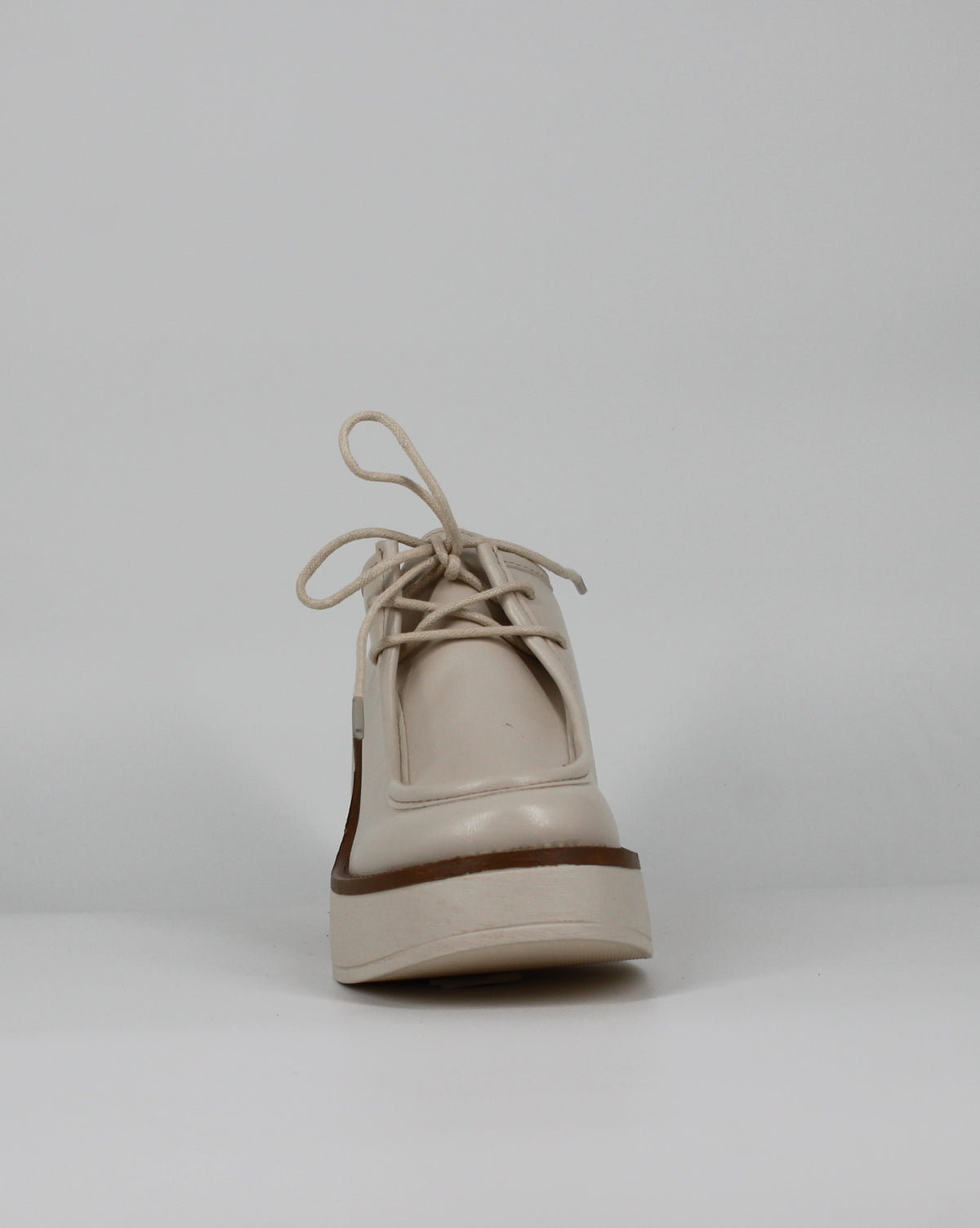 Scarpe Stringate Chunky con Tacco - Panna
