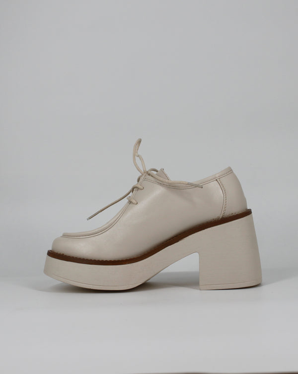 Scarpe Stringate Chunky con Tacco - Panna