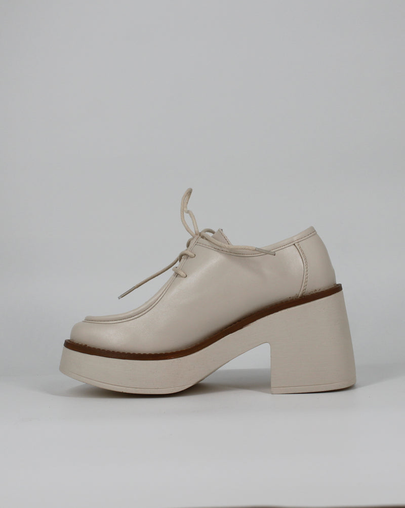 Scarpe Stringate Chunky con Tacco - Panna