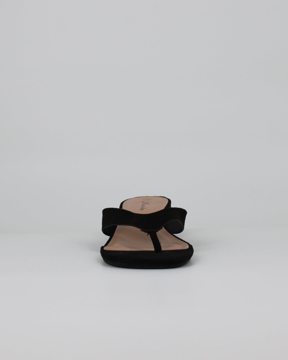 Sandalo Infradito in Camoscio Nero con Tacco Basso