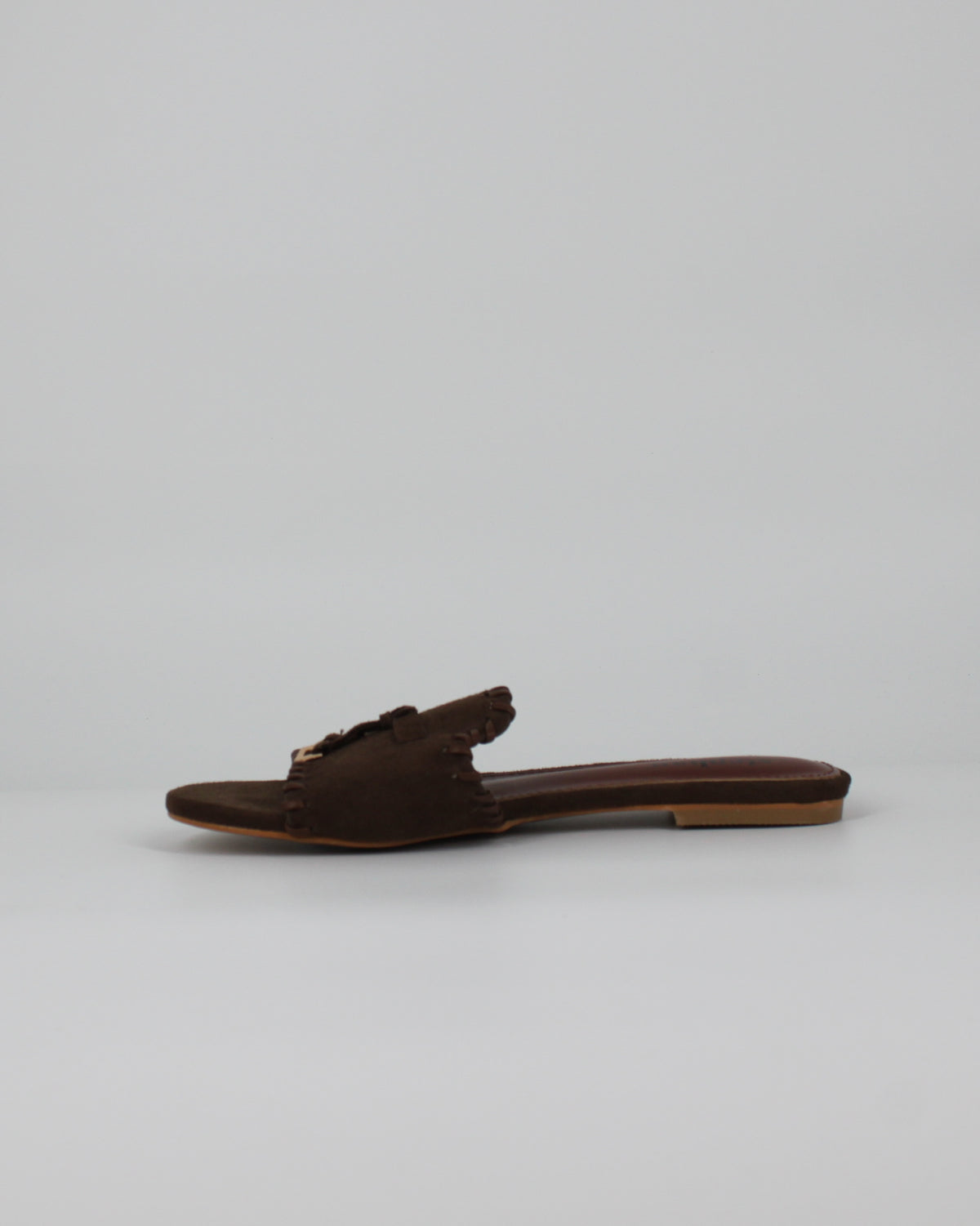 Sandalo flat in camoscio - Marrone