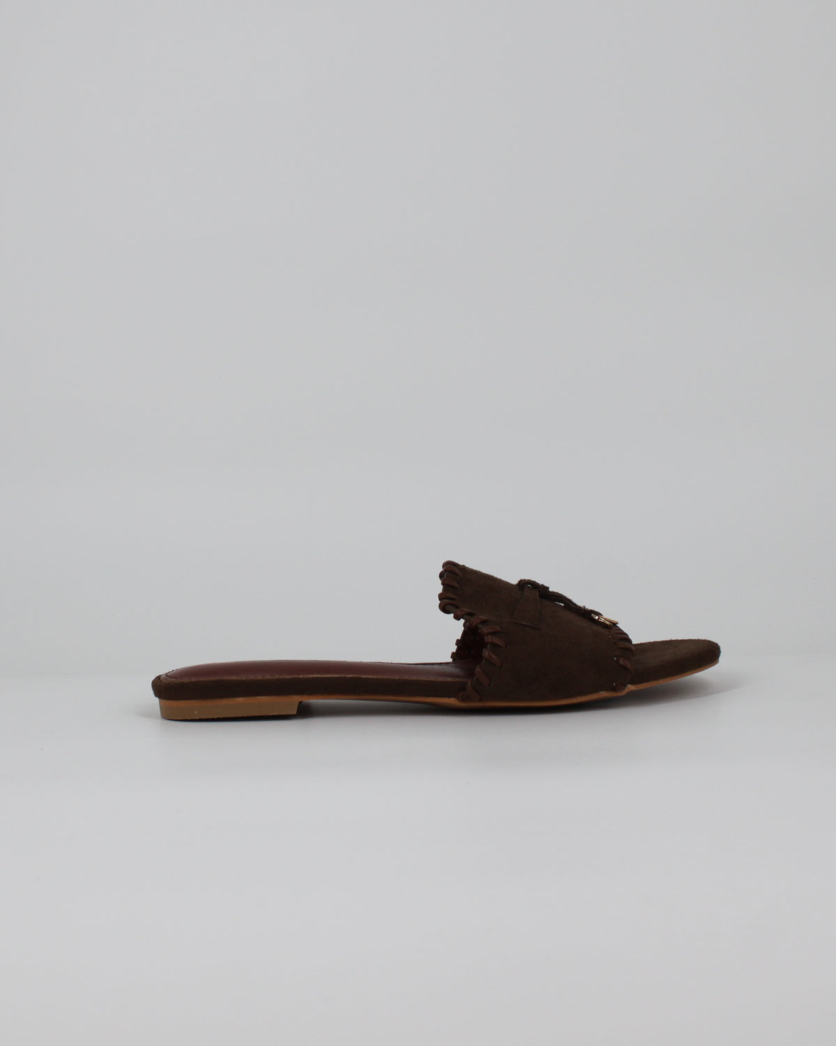 Sandalo flat in camoscio - Marrone