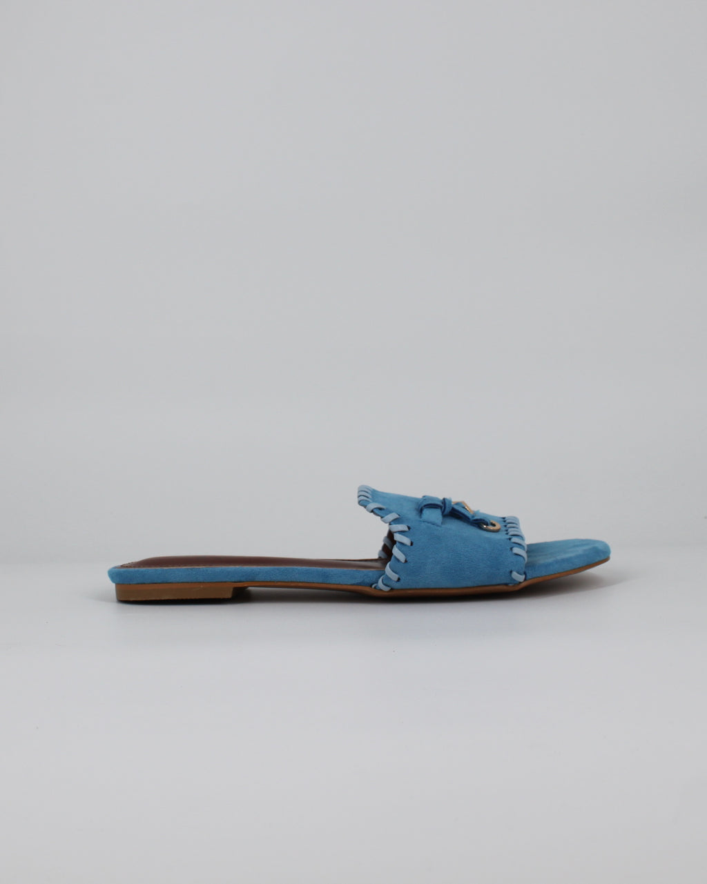 Sandalo flat in camoscio -Blue