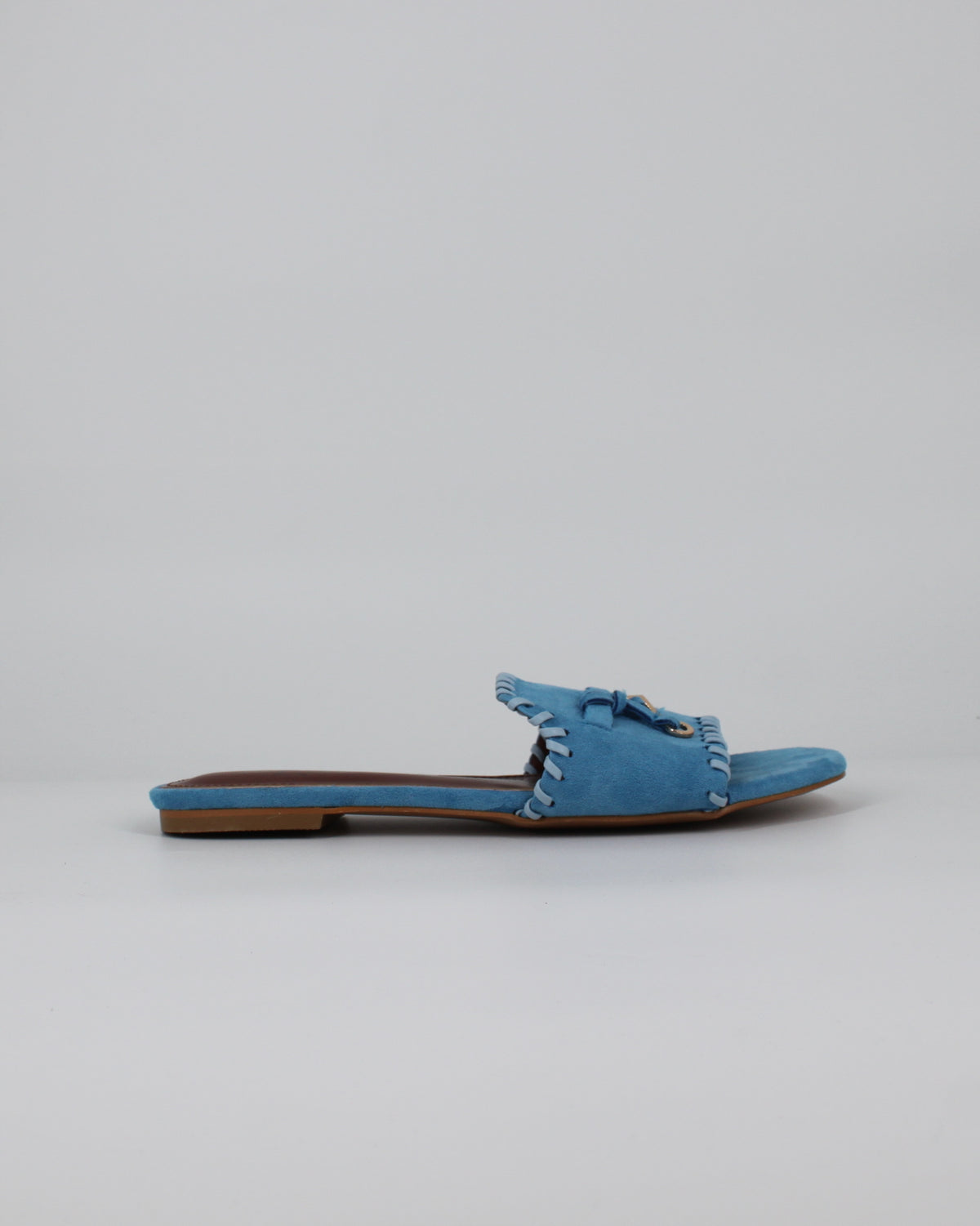 Sandalo flat in camoscio -Blue