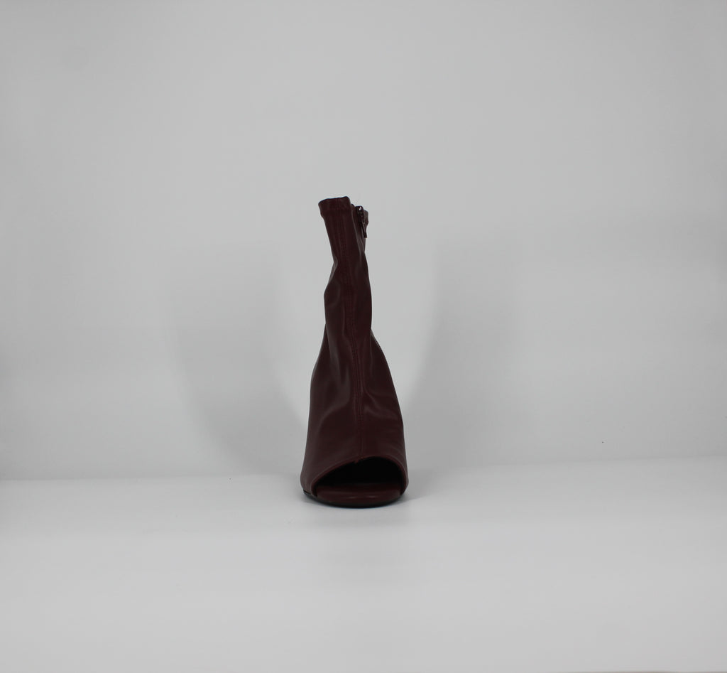 Stivaletto Open-Toe ecopelle- Bordeaux