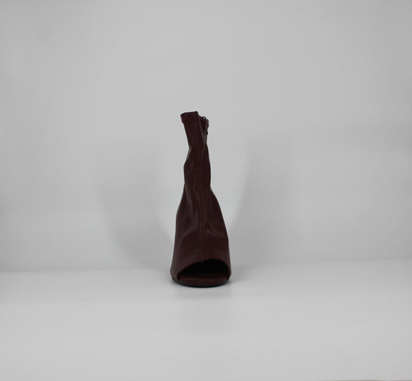 Stivaletto Open-Toe ecopelle- Bordeaux