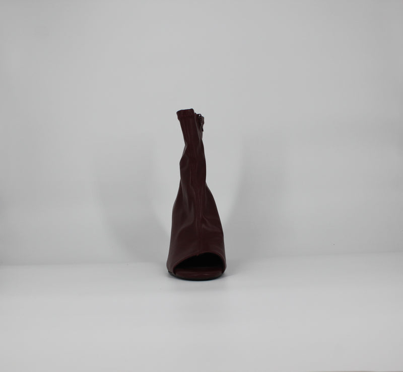 Stivaletto Open-Toe ecopelle- Bordeaux