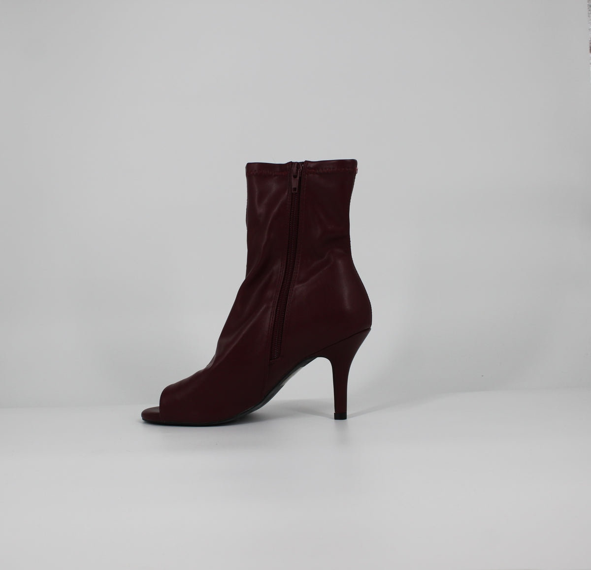 Stivaletto Open-Toe ecopelle- Bordeaux