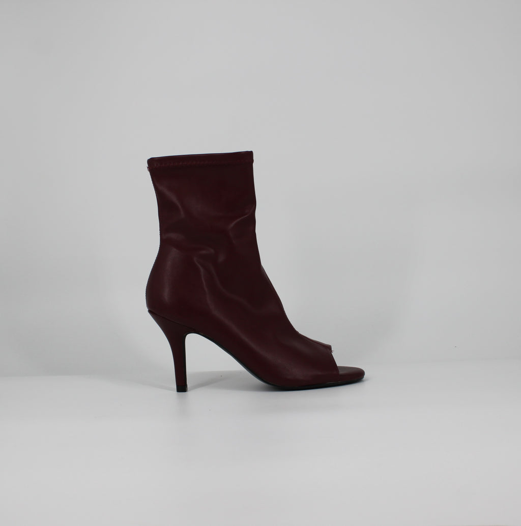 Stivaletto Open-Toe ecopelle- Bordeaux