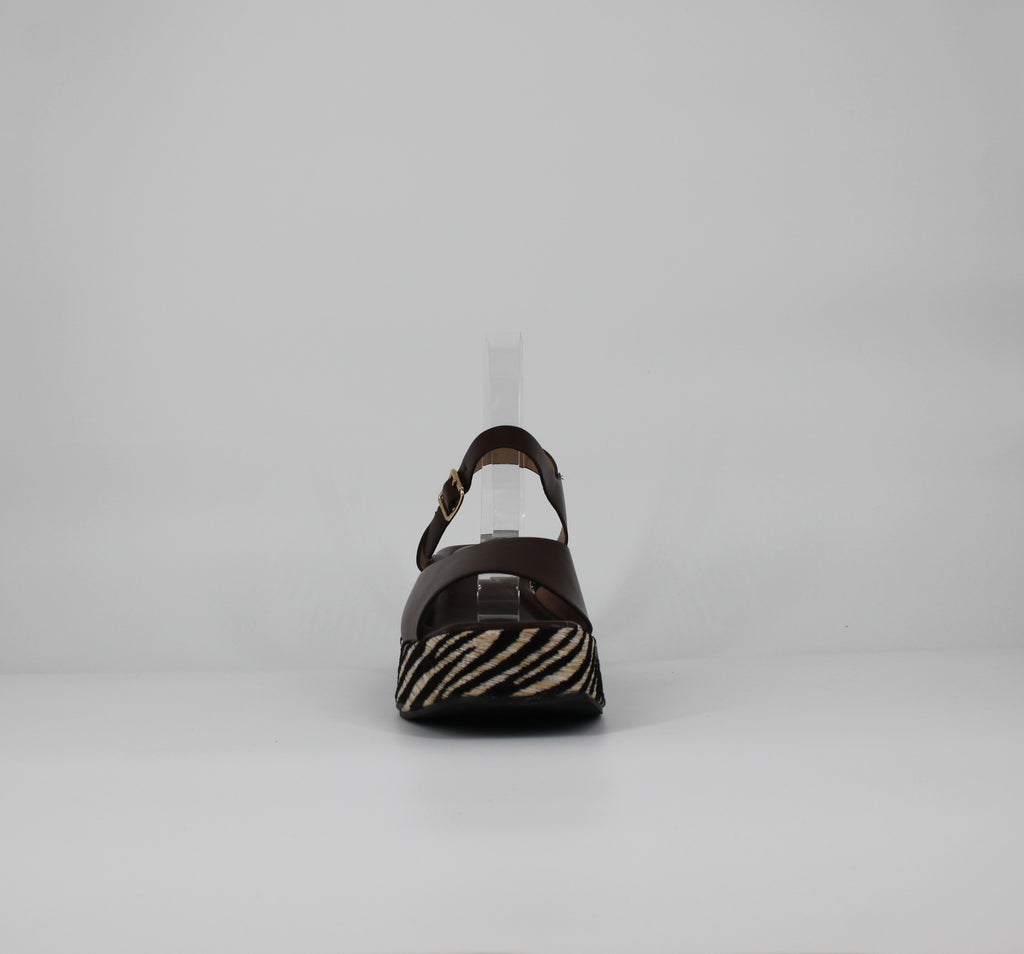 Sandali Platform  con Suola Zebrata- Marrone