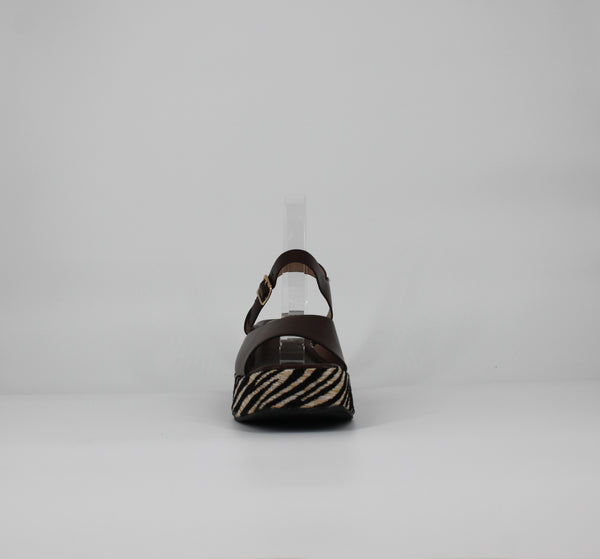 Sandali Platform  con Suola Zebrata- Marrone