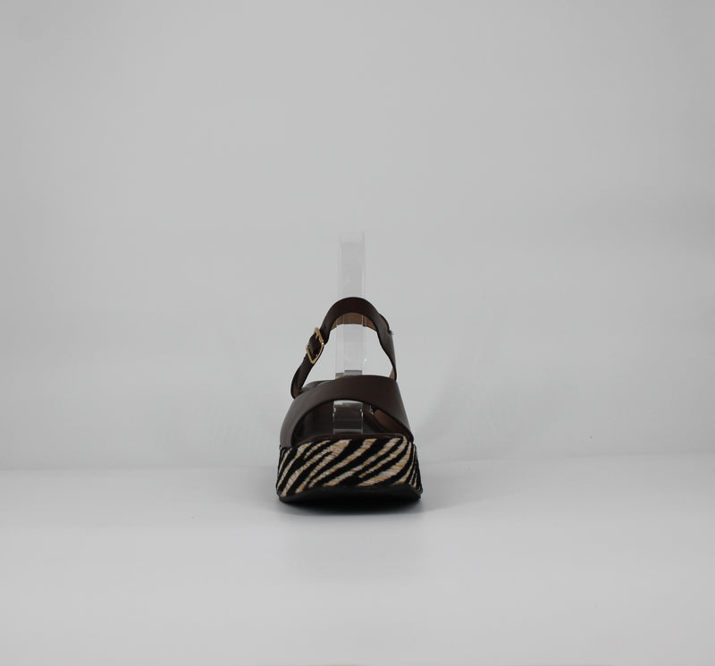 Sandali Platform  con Suola Zebrata- Marrone