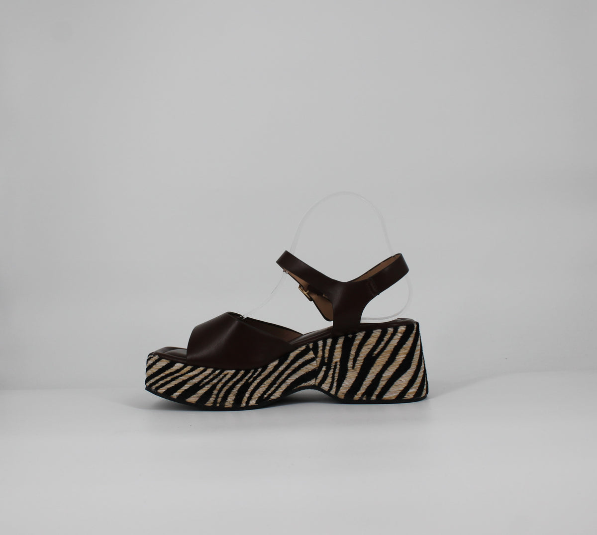 Sandali Platform  con Suola Zebrata- Marrone