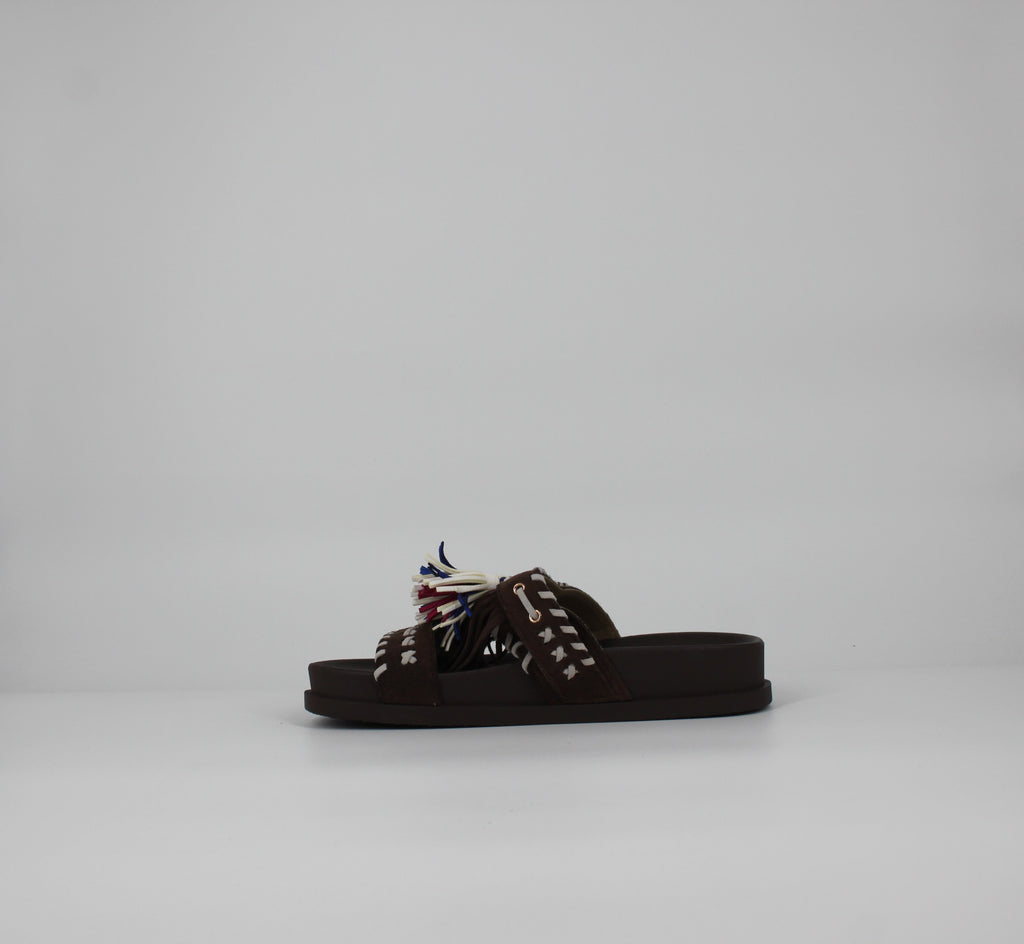 Ciabatte Platform in camoscio -  Marrone