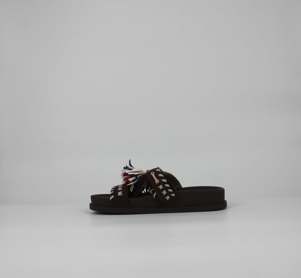 Ciabatte Platform in camoscio -  Marrone