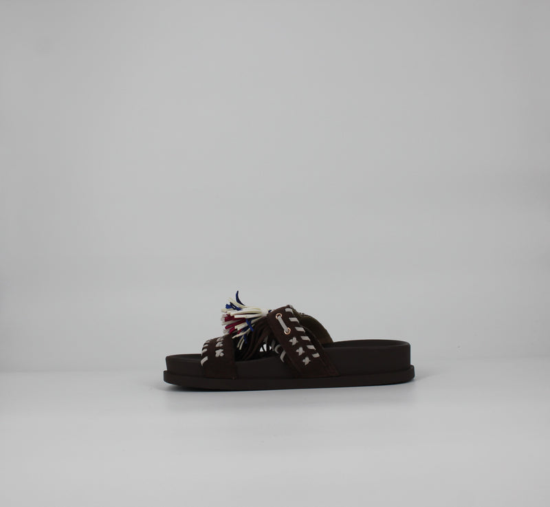 Ciabatte Platform in camoscio -  Marrone